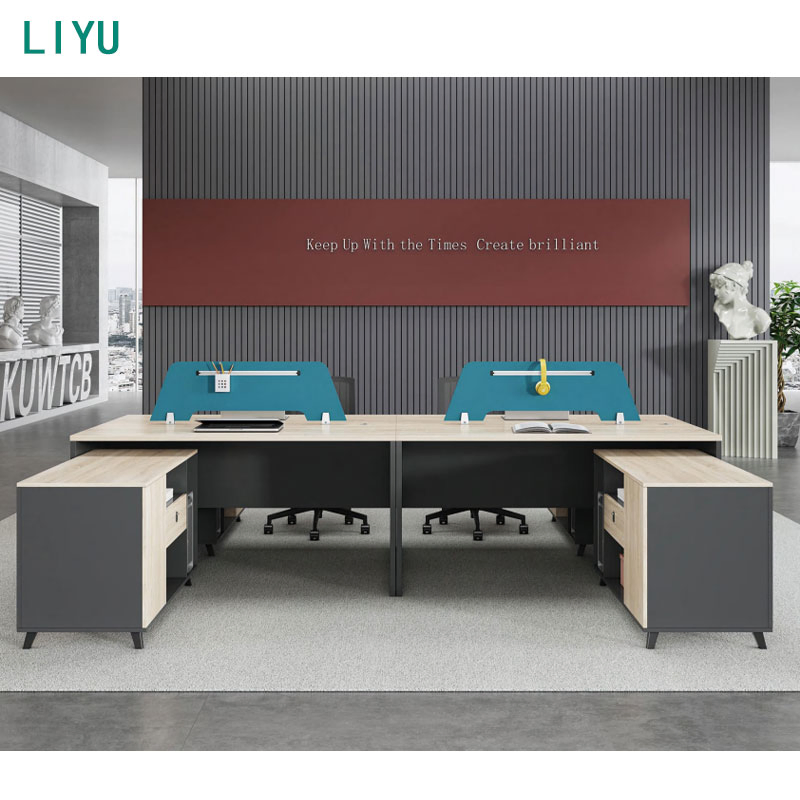 Liyu Custom Size Melamine Furniture Desk Manufacturing Workstation Linear L Shape Seat Double Office Cubicle