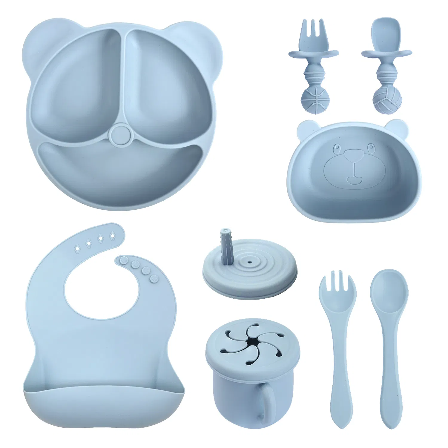 Wholesale SGS Food Grade Customize Baby Items Baby Silicone Tableware Set