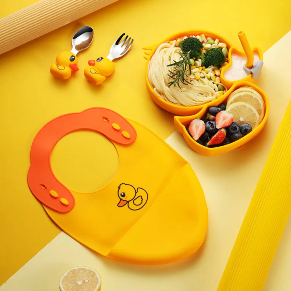 BPA-Free Food Grade Silicone Baby Tableware Feeding Set for Toddler Weaning