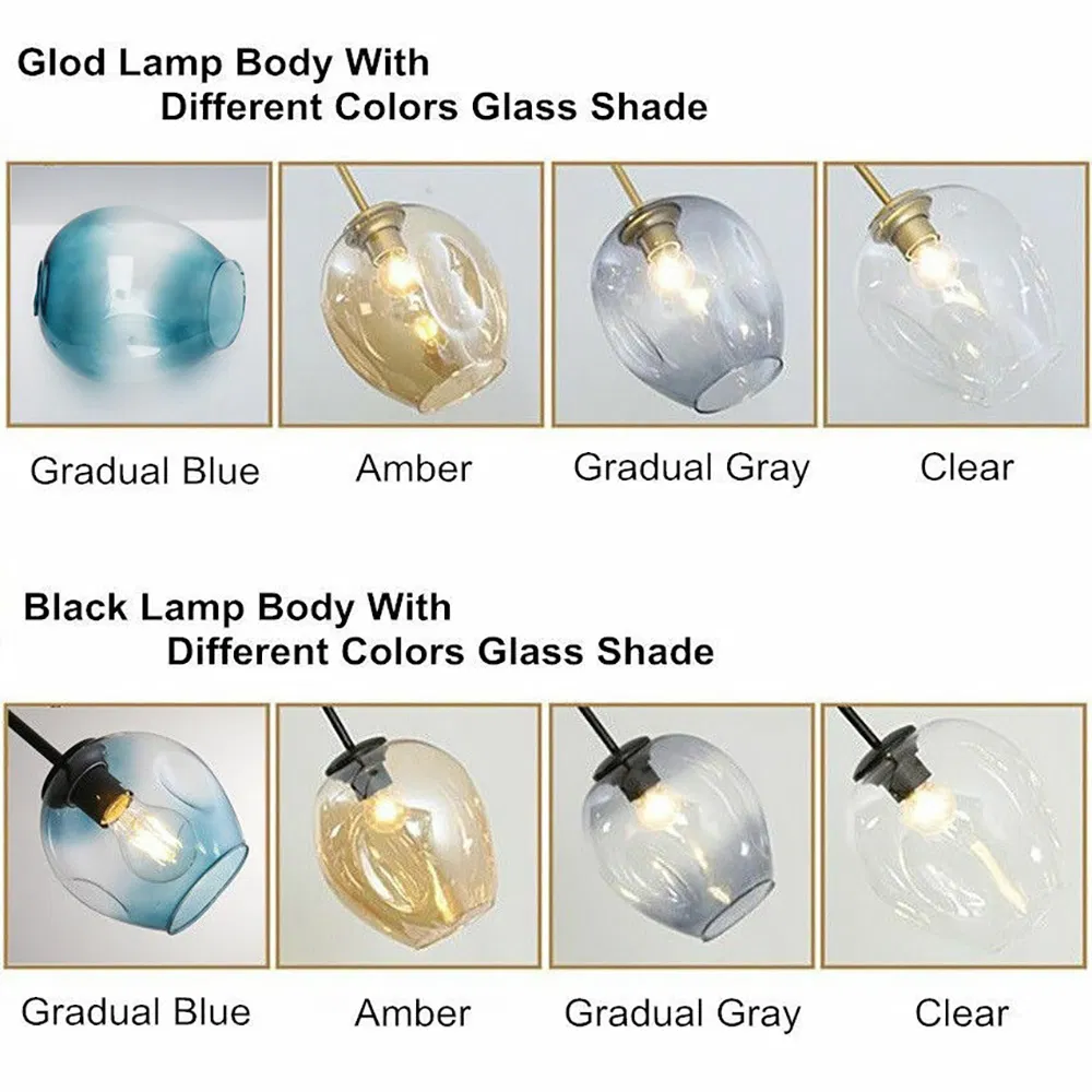 LED Glass Ball Living Room Chandelier Bedroom Pendant Light Kitchen Ceiling Lamp Fixture