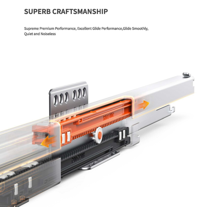 Full Extension Undermount Soft Close Kitchen Cabinet Metal Box Drawer Slide System