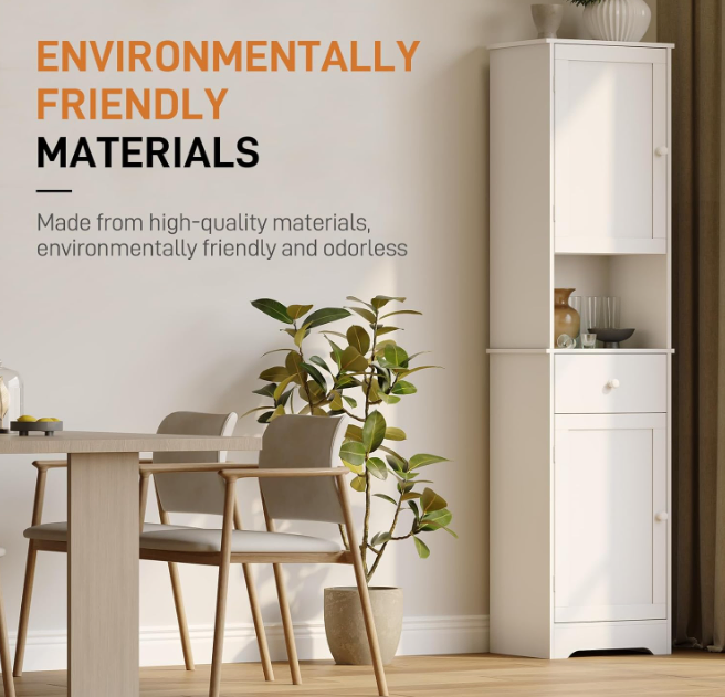 White Bathroom Storage Cabinet for Toiletries and Multi-Functional Use