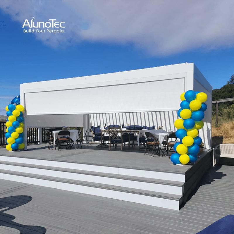 AlunoTec Bioclimatic Waterproof Struxure Pergola Sun Shading Gazebo outdoor with Electric System