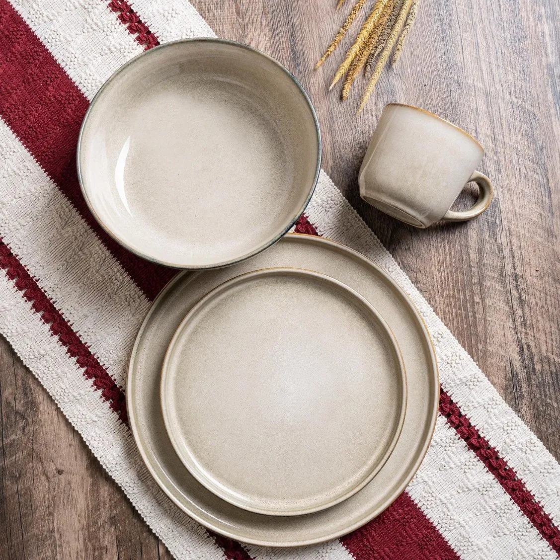 Changsha Happy Go Hot Contemporary Blue Reactive Glaze Ceramic Tableware Dinner Set