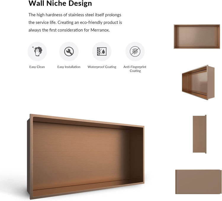 Stainless Steel Shower Niche (24X12X4 Inch) – No Tiling Required, Rustproof Bathroom Storage – Antique Copper Finish