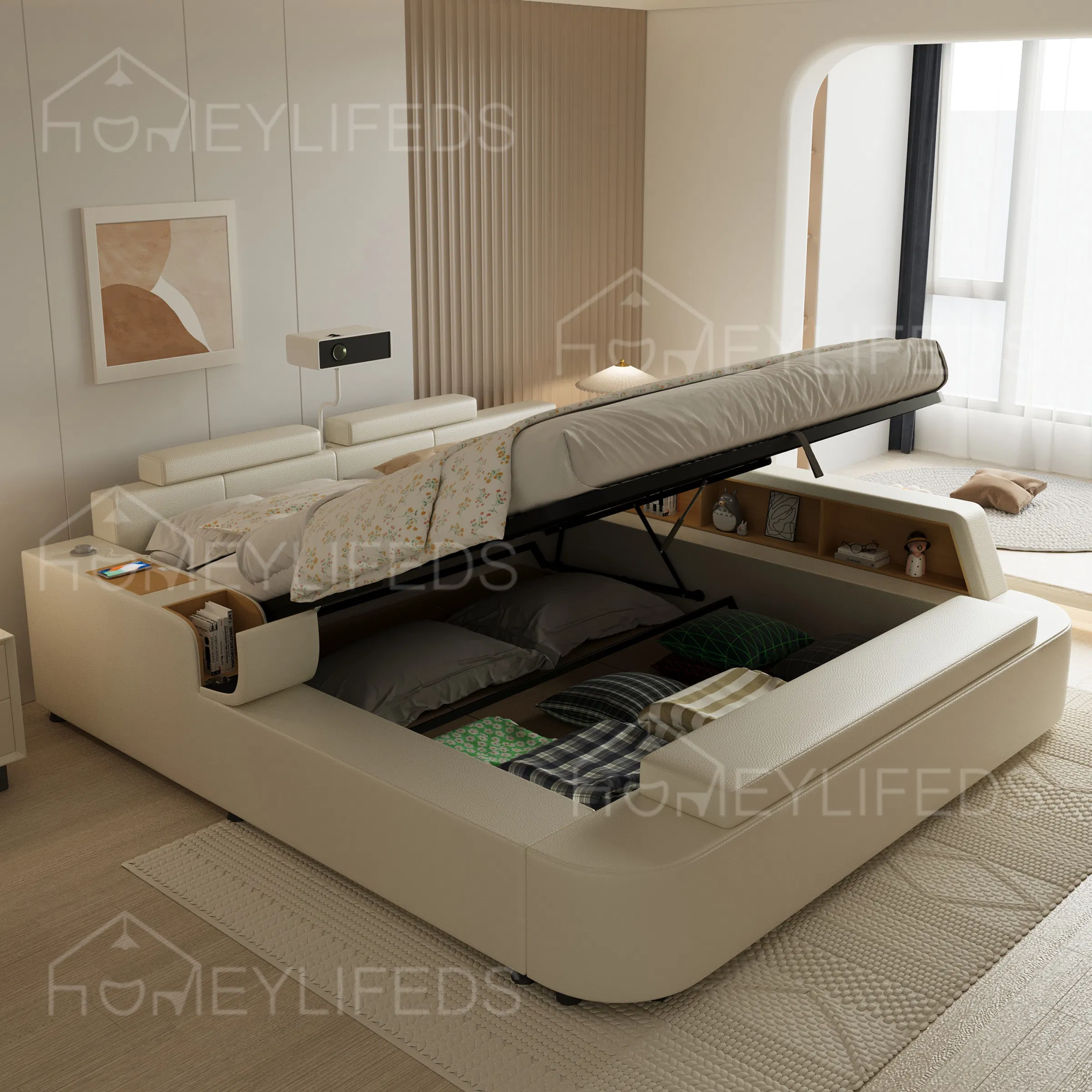 Functional Bed Lifting and Storage Solution for Modern Bedrooms