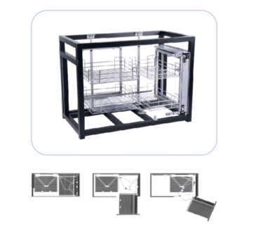 Solutions with Pull out Magic Corner for Pantry Storage Kitchen Basket Drawer