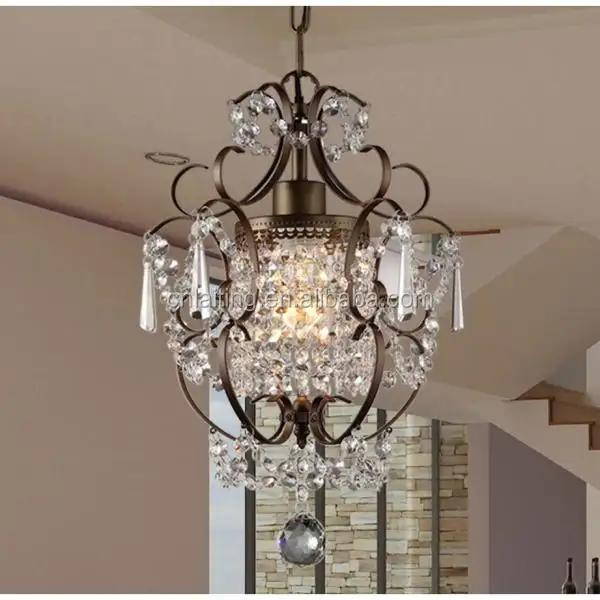 European Style Small Indoor Lamp Kitchen LED Pendant Light Crystal Chandelier Fixture for Living Room Bedroom Restaurant