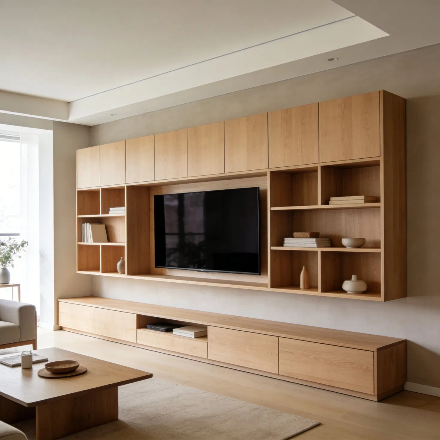 Living Room TV Cabinet Media Console Furniture System