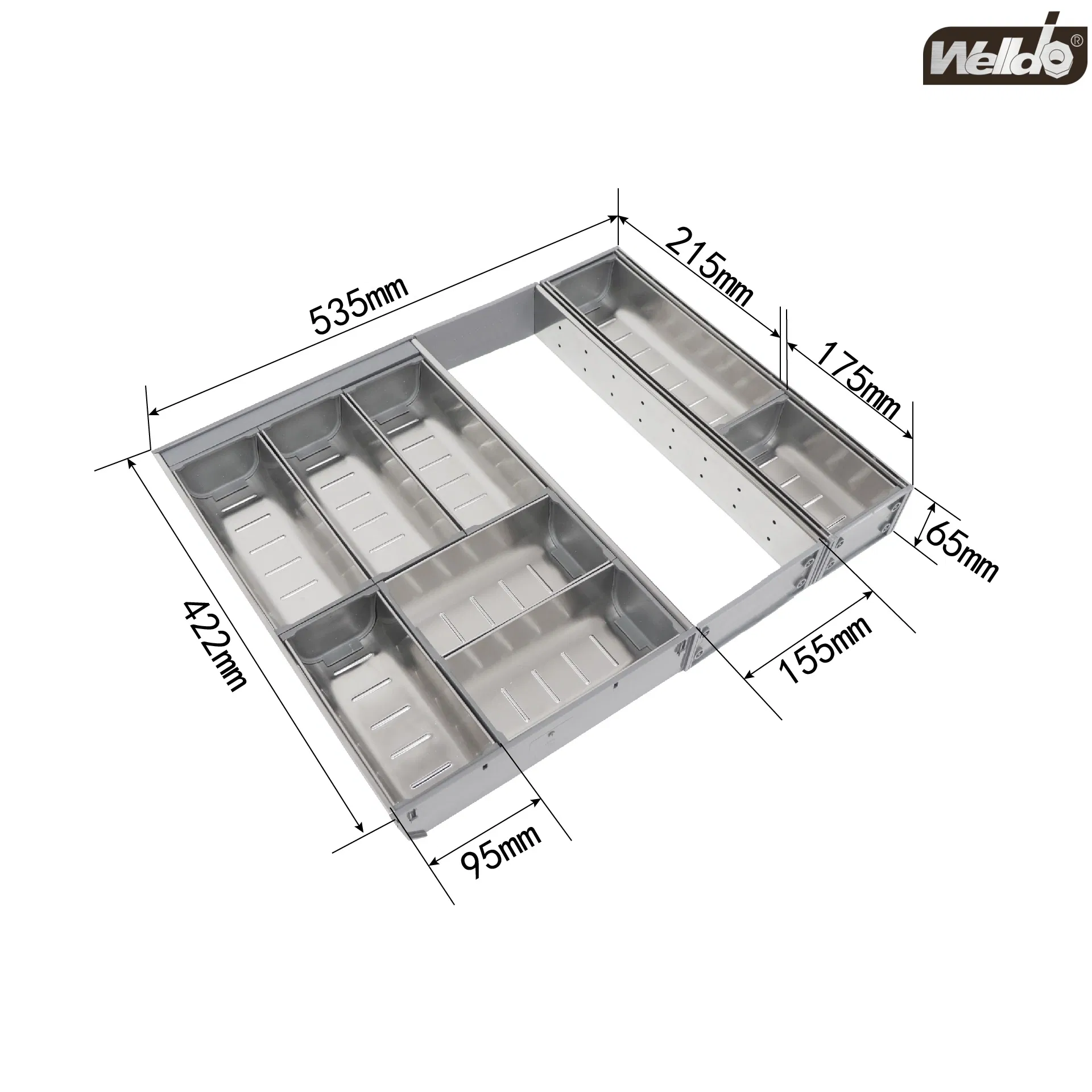 304 Stainless Steel Cutlery Tray Organizer, Food-Grade and Rustproof, for Kitchen Storage Solution or Restaurant, Item Wd550e