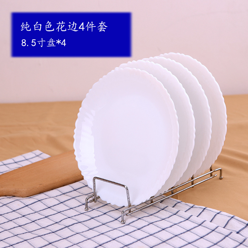 Opal Glass 9.5inch /7.5inch Dinner Flat Platewhite Dinnerware Glass Tableware