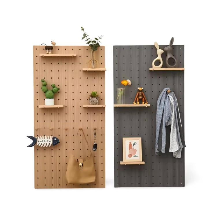 Wooden Wall Rack System with Pegboard for Drying and Display Solutions
