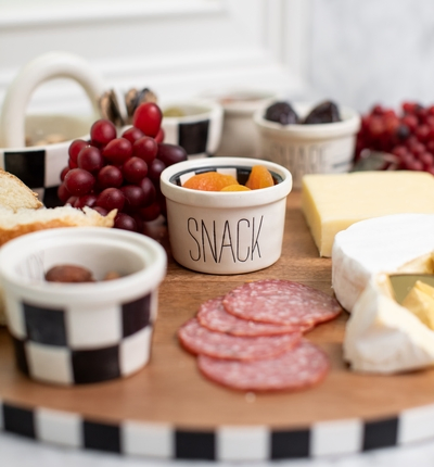 Modern Porcelain Snack Sharing Bowl Set with Silicone Spoon and Wood Handle