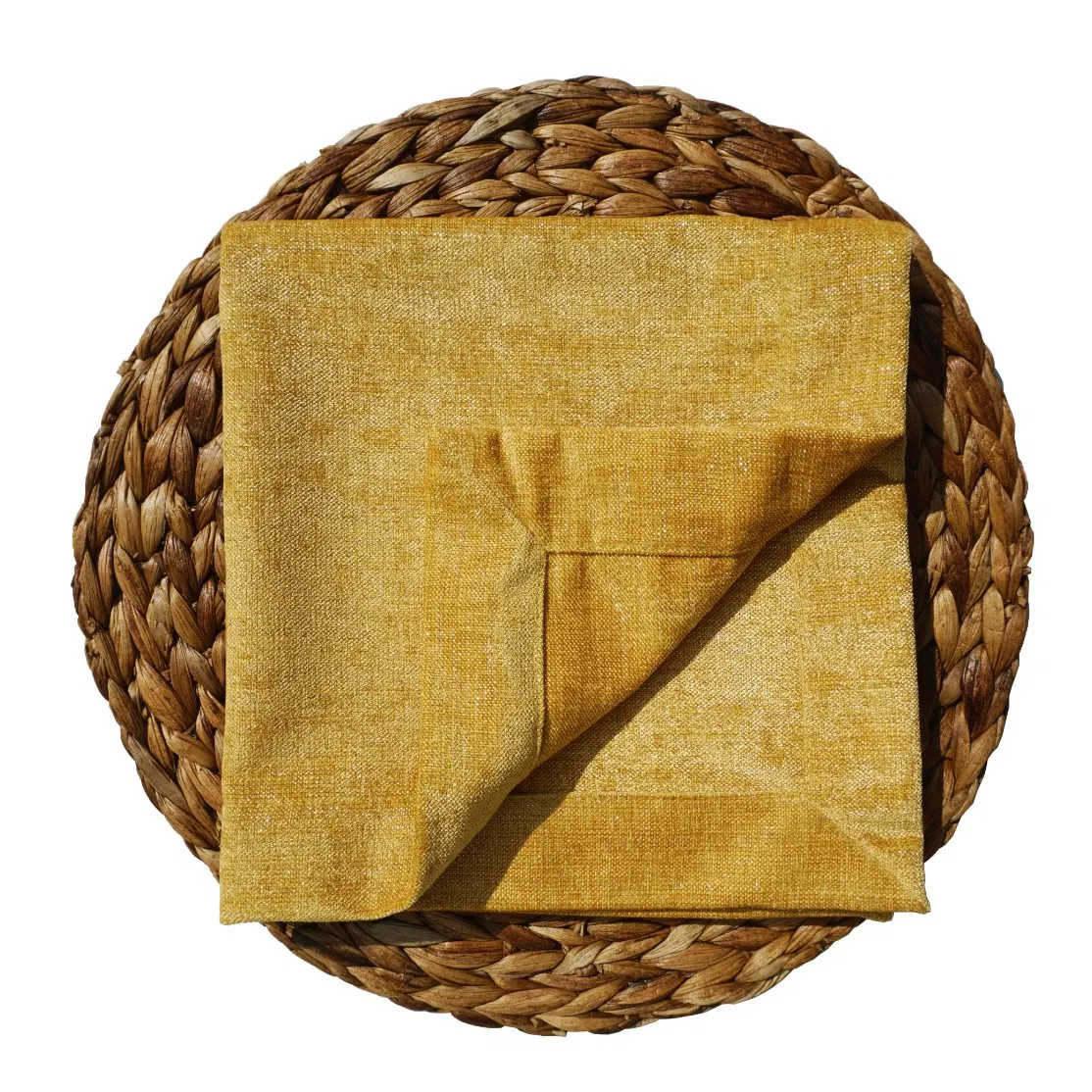 Silver Metallic Yellow Fabric for Table Linens and Napkins