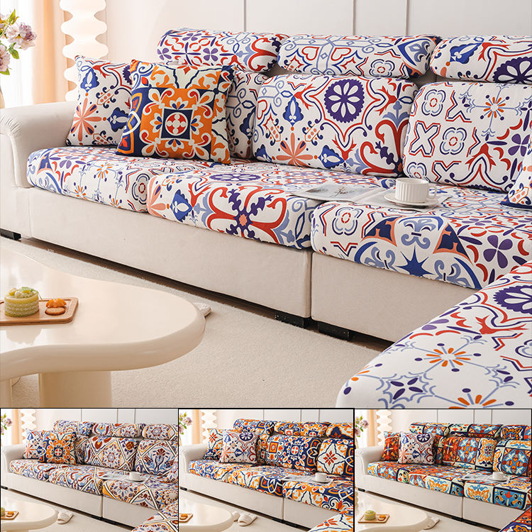 Bohemian Style Pattern Milk Silk Sofa Cover Sofa Cushion Fashionable Versatile Style Living Room Decoration Sofa Slipcover