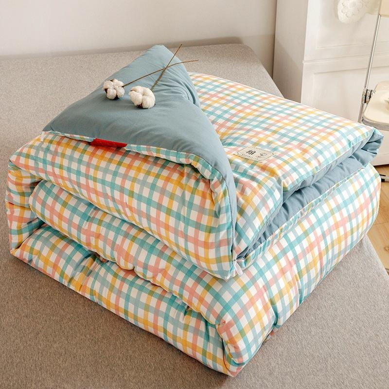 High Quality Plaid Print Cotton Filling Quilt Luxury Home Winter Warm Queen King Size Comforter