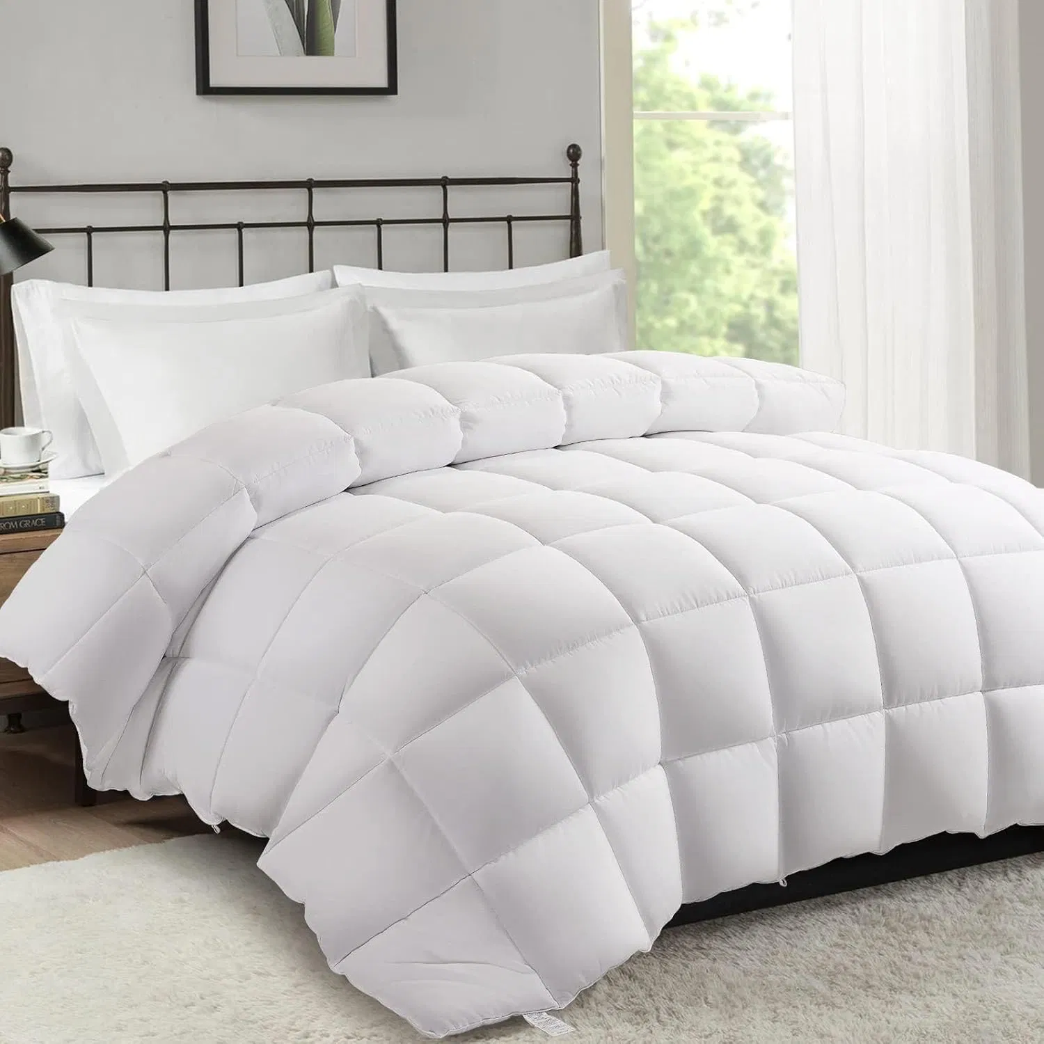 Summer Cooling Down Alternative Fluffy Comforter Quilt with 8 Corner Tabs