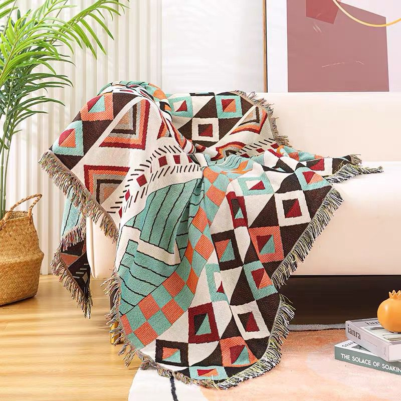 Custom Colourful Black and White Throws Wholesale 100 Substainable Cotton Brand Blanket for Sofa Bed Throws and Blankets
