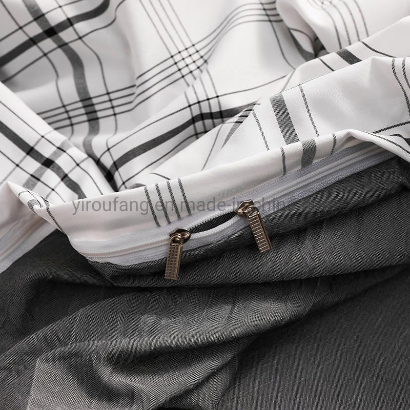 Hot Sale Condo White Plaid High Quality Cotton Fabric Bed Sheet