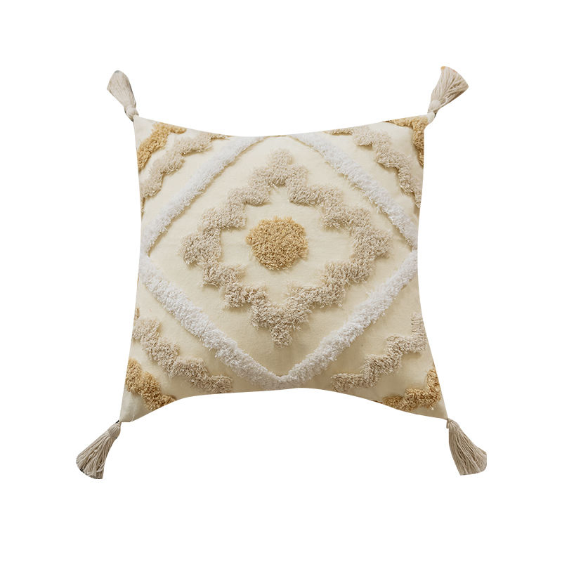 Xinlan Scandinavian Bohemian Style Pillow New Beige Tufted Geometric Sofa Pillow Covers Luxury Home Decorative Cushion Covers