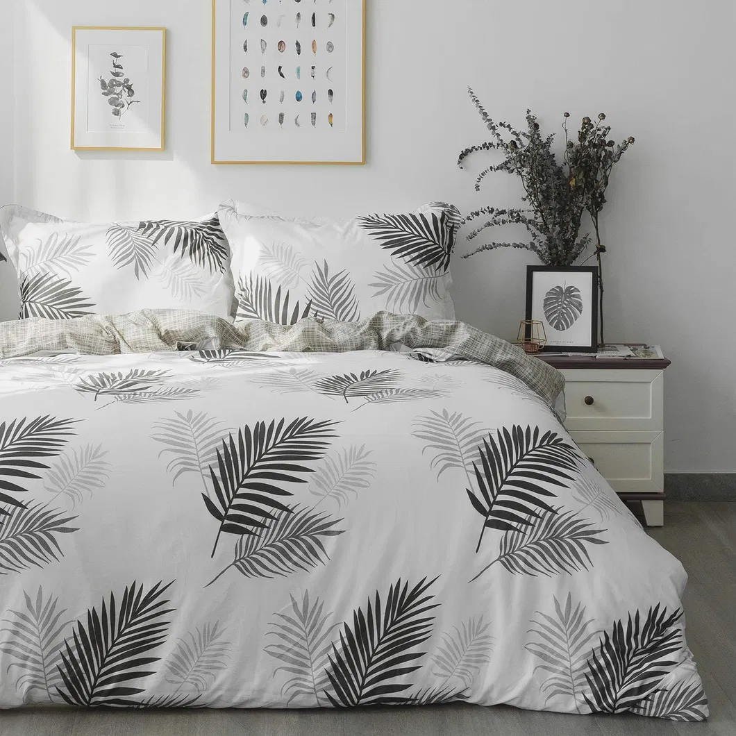 Cotton Comforter Blue Leaves Pattern