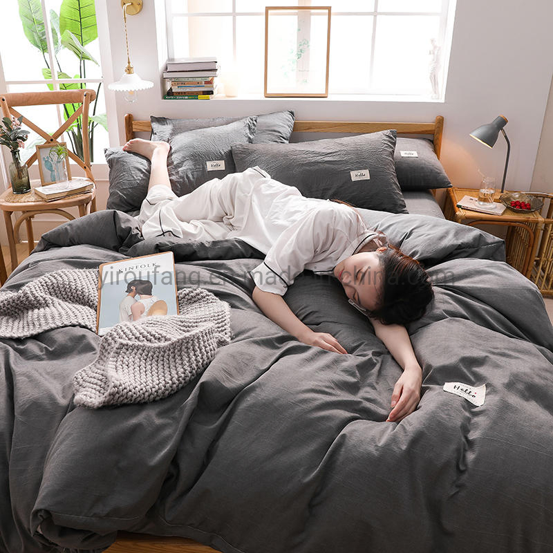 Hot Selling Dormitory Luxury Trendy Color High Quality Cotton Bed Sheets Dark Gray