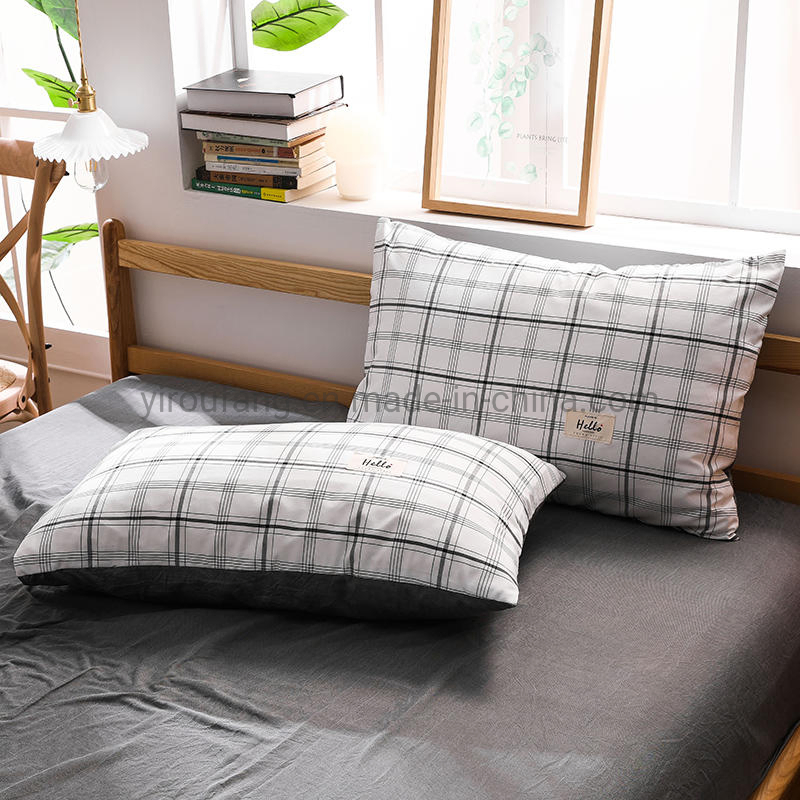 Hot Sale Condo White Plaid High Quality Cotton Fabric Bed Sheet