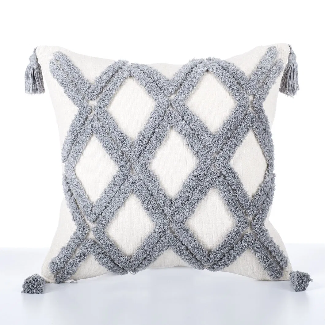 2026 Nordic Style Room Cushion Cover Bohemian Geometric Tufted Embroidery Cushion Cover