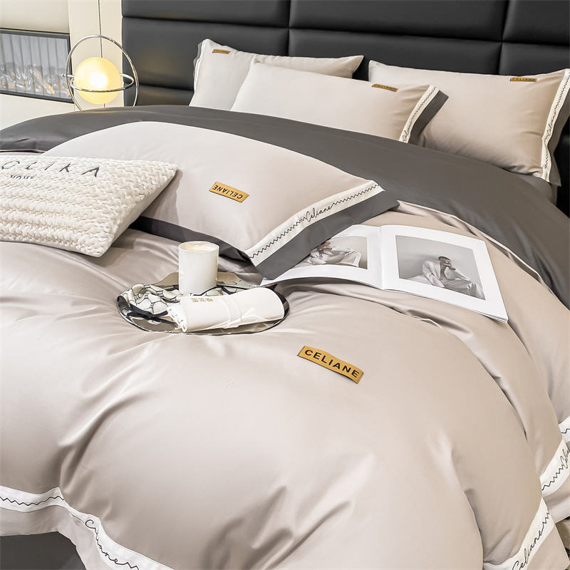 Wholesale Ruffle Lace Duvet Cover Set Home 100% Cotton Comfortable Queen King Size Solid Color Quilt Cover