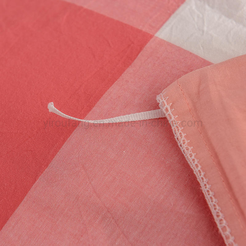 Dorm Room Cotton Fabric Bed Sheets Simple Style Hot Sale Pink and White Plaid Deep Pocket