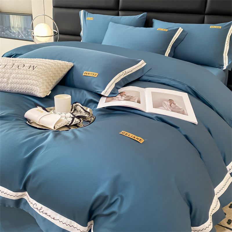 Wholesale Ruffle Lace Duvet Cover Set Home 100% Cotton Comfortable Queen King Size Solid Color Quilt Cover