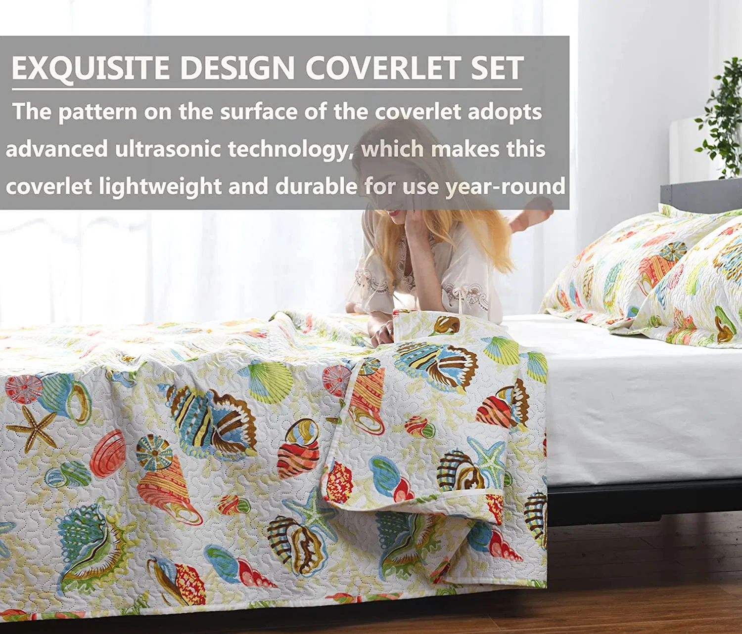 3-Piece Colorful Seashell Lightweight Bedding Set