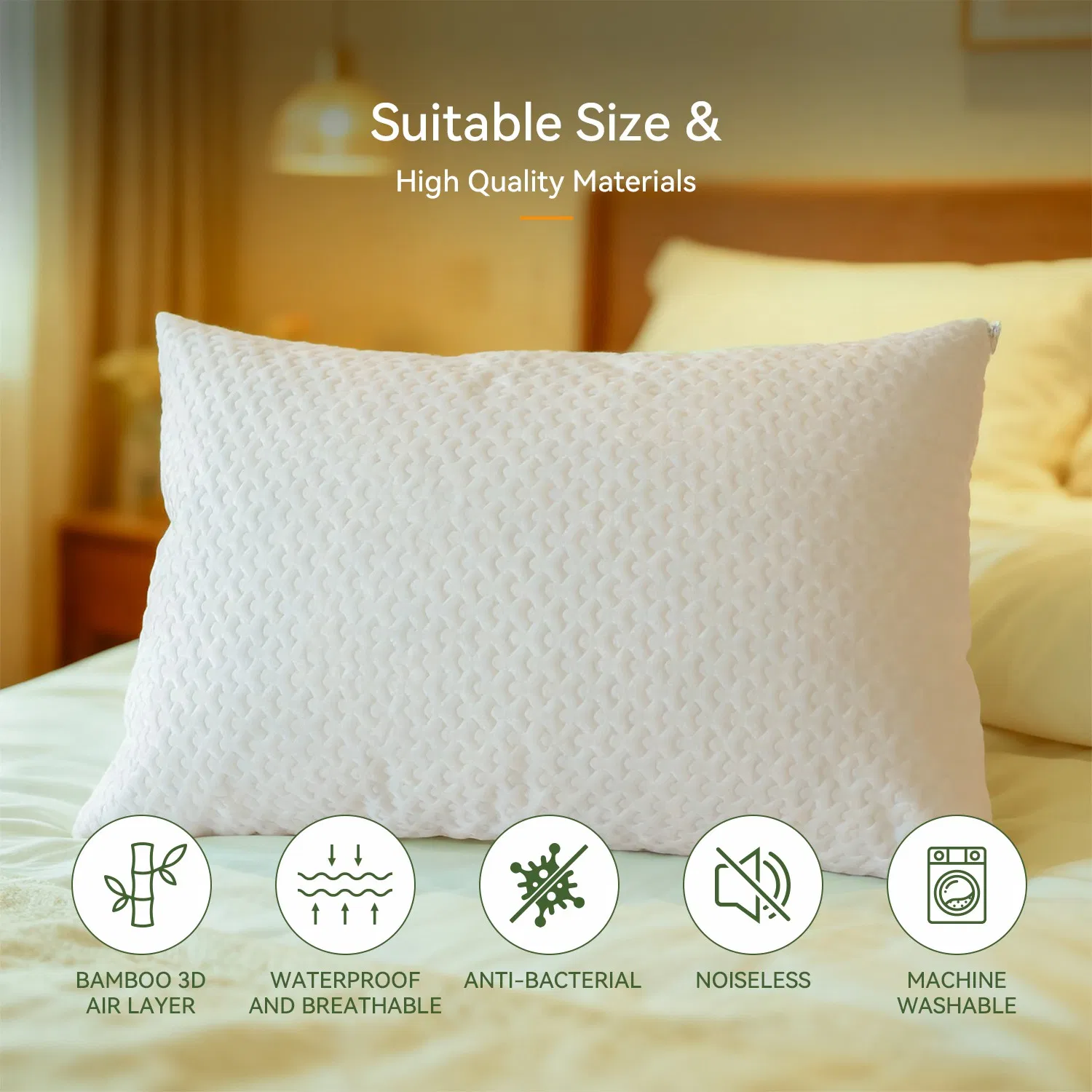 Factory Pillow Case Standard Waterproof Protector Jacquard Pillow Cover with Zipper