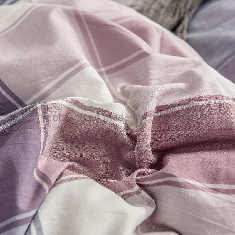 Made in China Home Decoration 4 PCS Queen Bed Hot Selling Cotton Fabric Bed Sheet Set Color Plaid