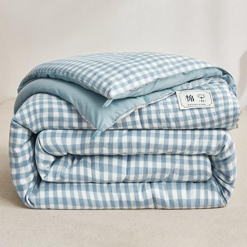 High Quality Plaid Print Cotton Filling Quilt Luxury Home Winter Warm Queen King Size Comforter