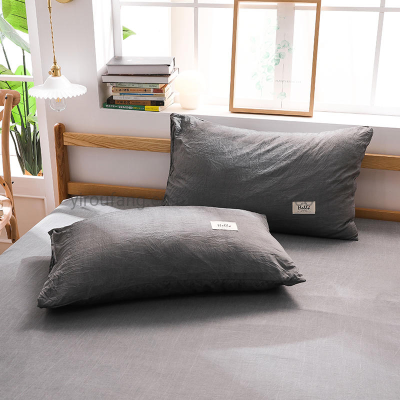 Hot Selling Dormitory Luxury Trendy Color High Quality Cotton Bed Sheets Dark Gray