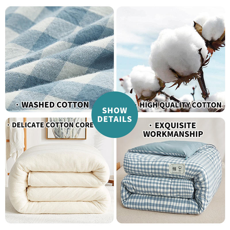 High Quality Plaid Print Cotton Filling Quilt Luxury Home Winter Warm Queen King Size Comforter
