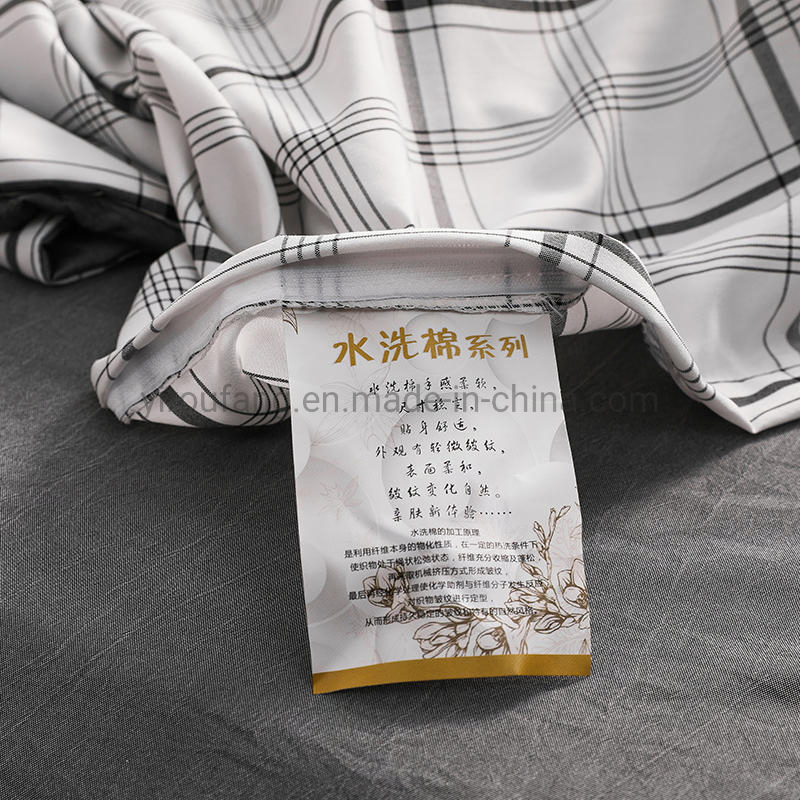 Hot Sale Condo White Plaid High Quality Cotton Fabric Bed Sheet