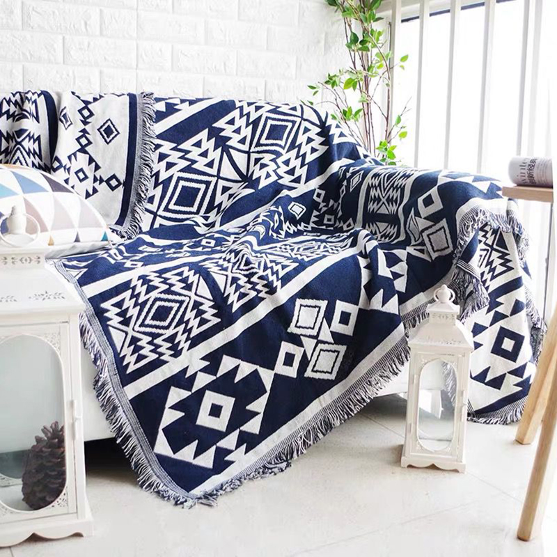 Custom Colourful Black and White Throws Wholesale 100 Substainable Cotton Brand Blanket for Sofa Bed Throws and Blankets