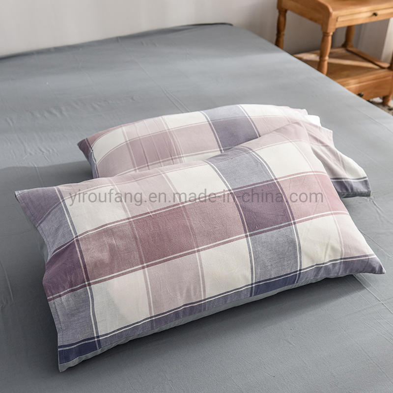 Made in China Home Decoration 4 PCS Queen Bed Hot Selling Cotton Fabric Bed Sheet Set Color Plaid