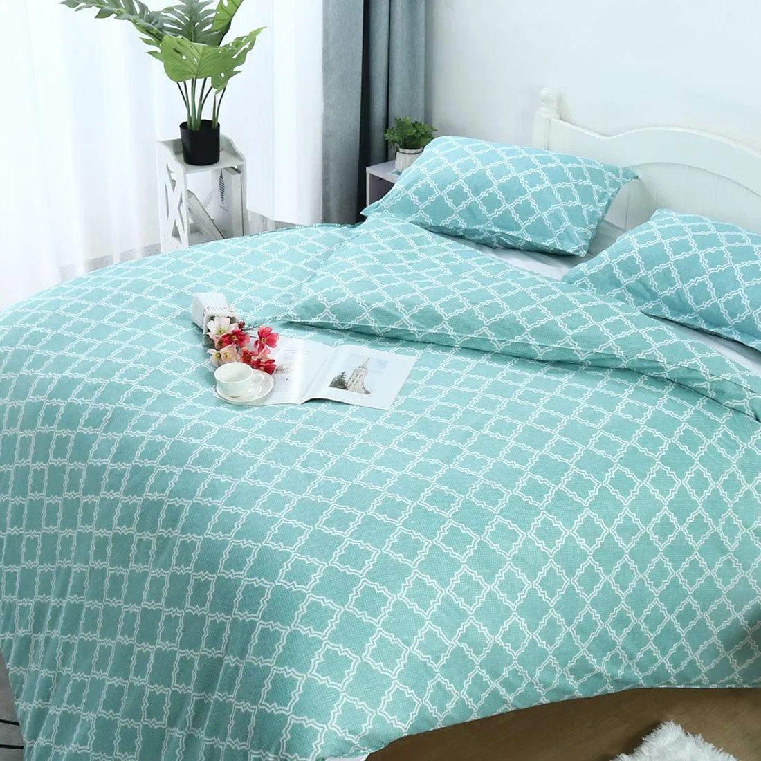 American Simple Style Home Bedding Set in 4 PCS Bed in a Bag