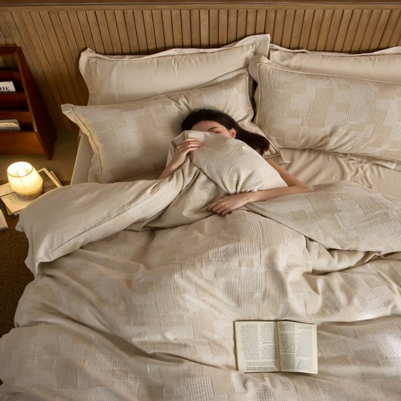 Breathable Wrinkled Chic in Neutral Tones Duvet Cover Sheet Pillowcases Minimalist Hotel-Grade Linen Bedding Collection Bedding