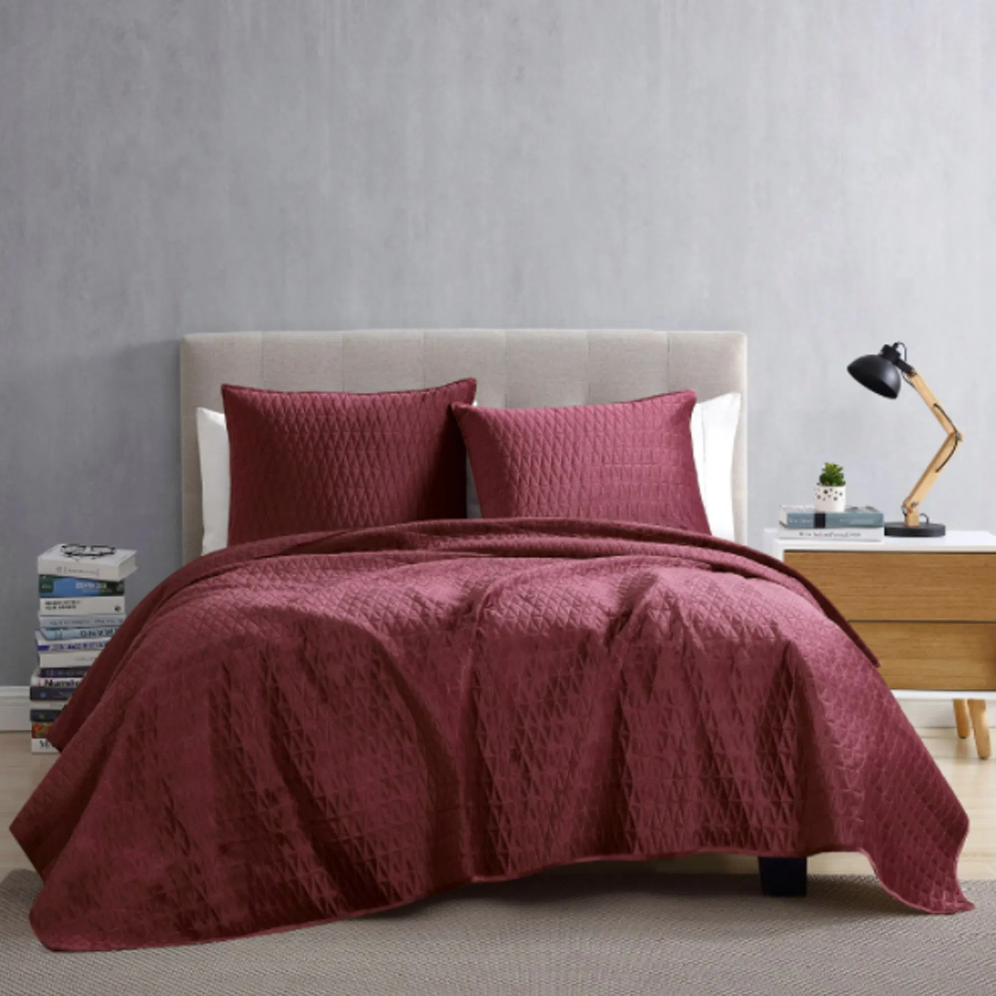 Micro Velvet Pinsonic 3PCS Bedspreads Luxury Pattern Soft Solid Coverlet Set