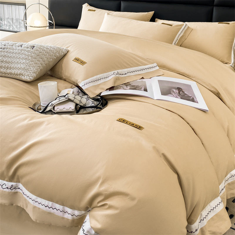 Wholesale Ruffle Lace Duvet Cover Set Home 100% Cotton Comfortable Queen King Size Solid Color Quilt Cover