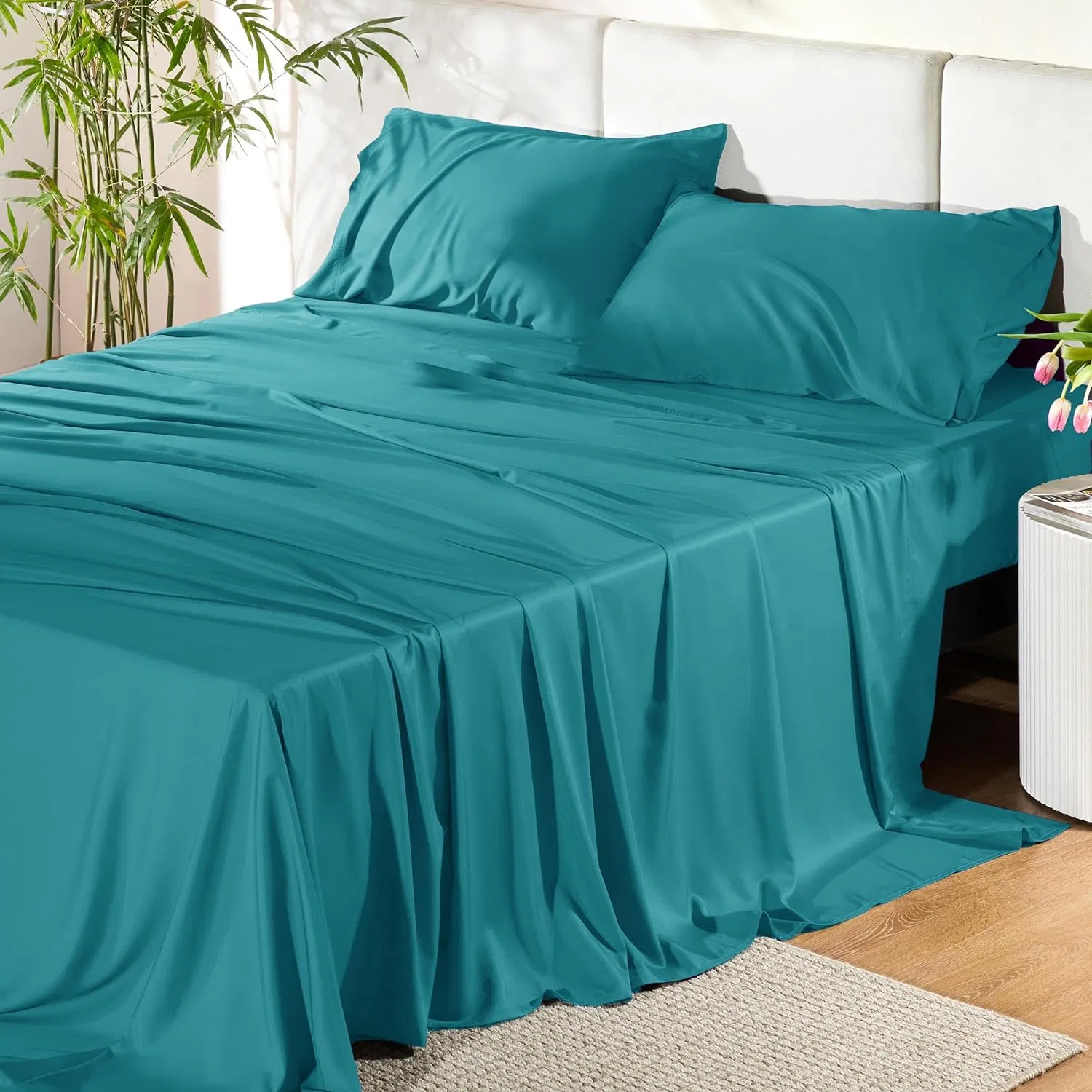 400tc Bamboo Sheet Set Ultra Soft Lyocell Bedding Sheets Viscose Made From Bamboo Eucalyptus Lyocell Sheet Set