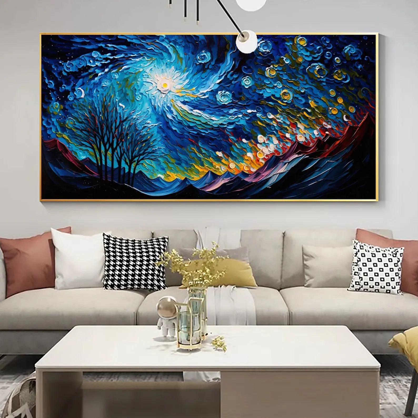 Abstract Sky Landscape Oil Painting Large Wall Art Custom Night Art Minimalist