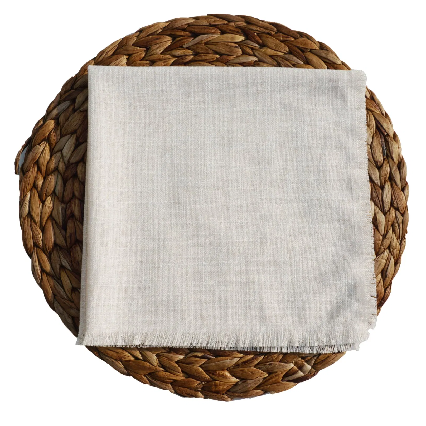Bone Color Linen Fringe Napkins with Tassel Party Cloth Dinner Cocktail Wedding Hotel Table Linen