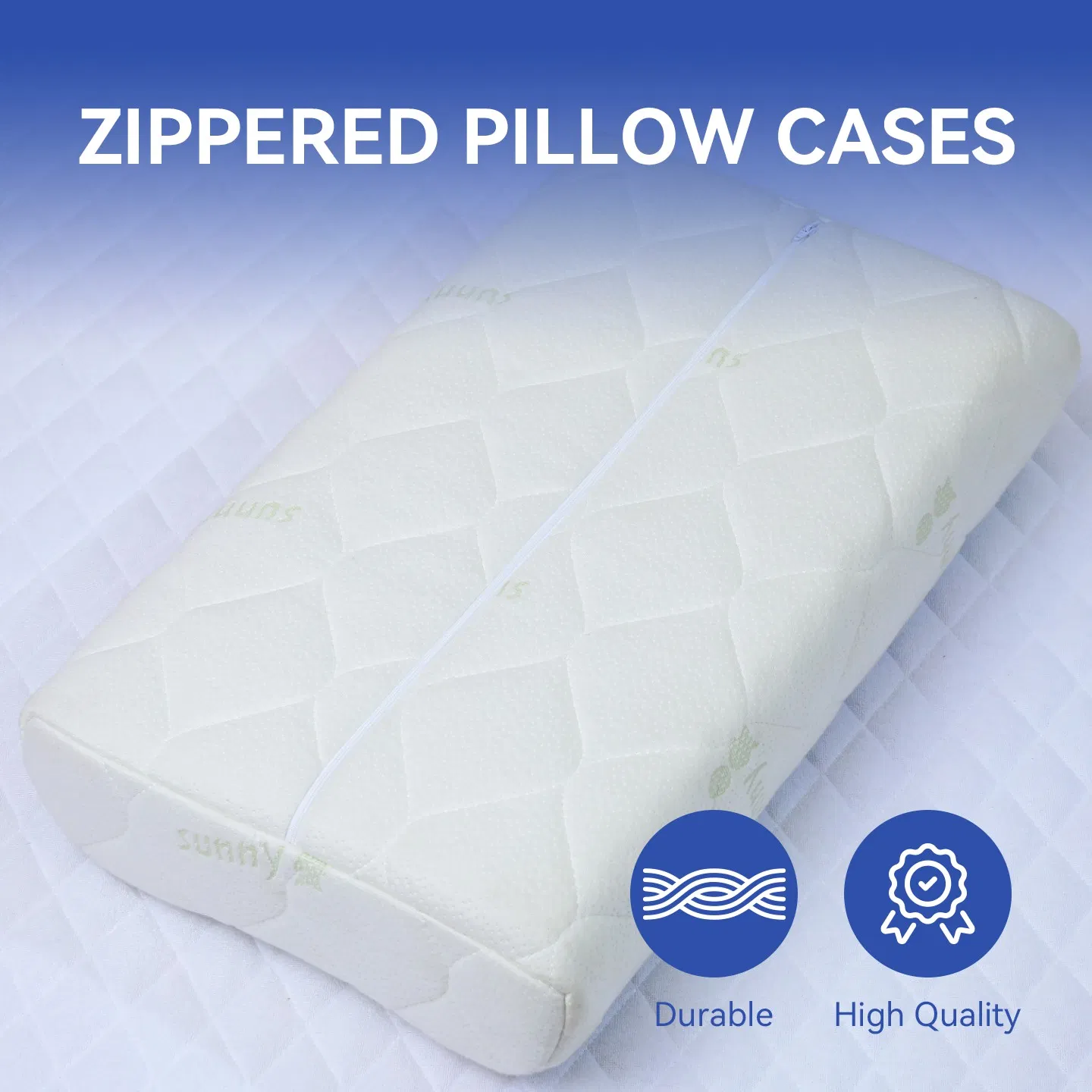 Zippered Waterproof Waterproof Pillow Protectors for Memory Foam White Hypoallergenic Pillow Cases