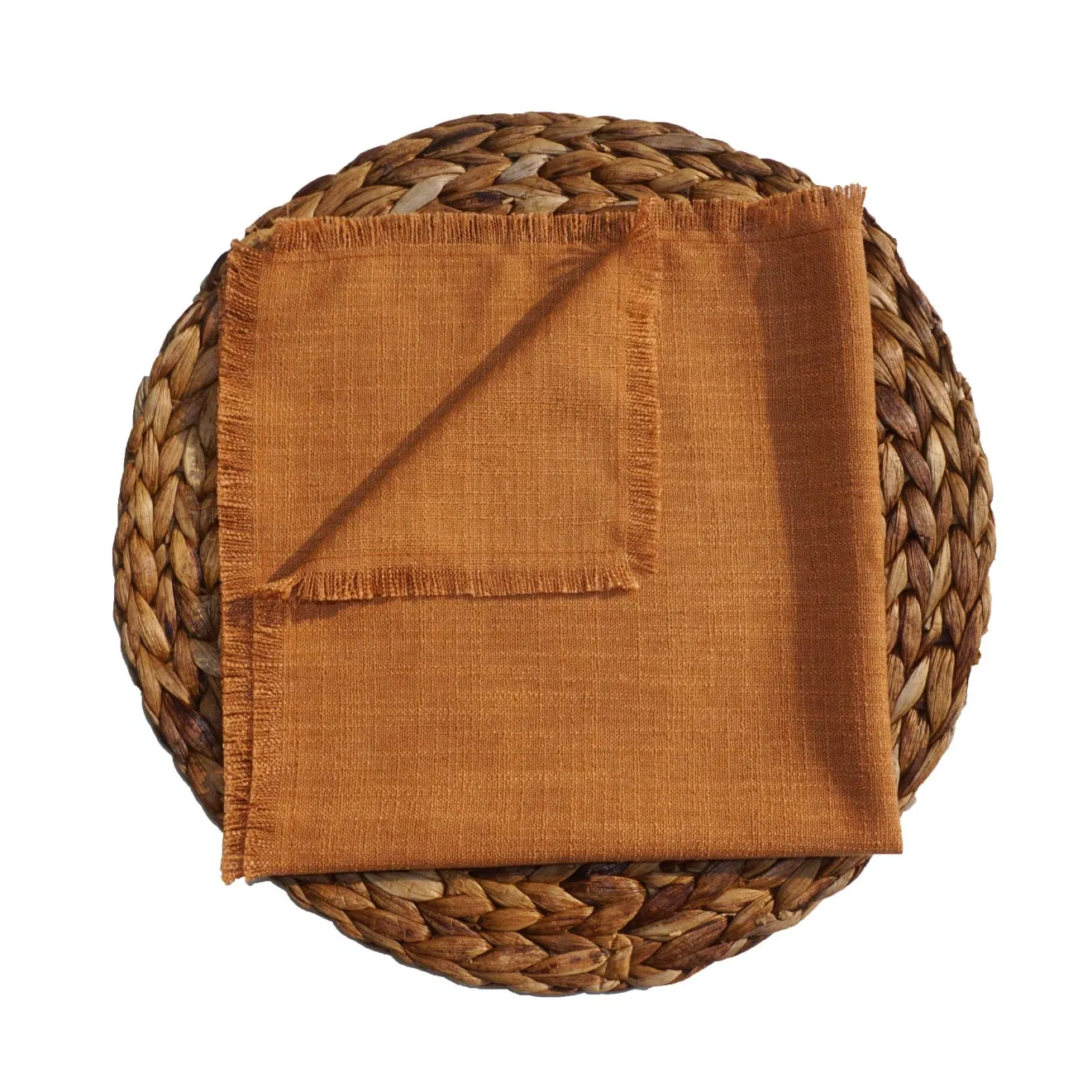 Stock Available Orange Color Linen Fringe Napkins with Tassel Party Cloth Dinner Cocktail Wedding Hotel Table Linen