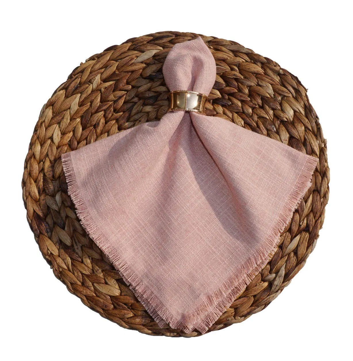 Blush Color Linen Fringe Napkins with Tassel Party Cloth Dinner Cocktail Wedding Hotel Table Linen